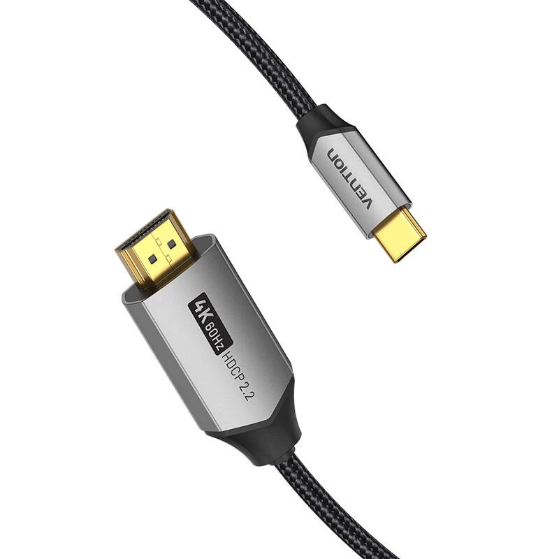 Vention USB-C uz HDMI kabelis CRBBH — 2 m, 4K@60Hz, melns, USB-C uz HDMI