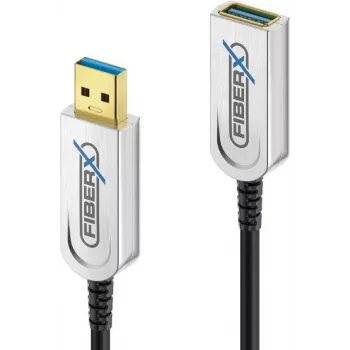 USB kabelis FiberX FX-I650-003 USB 3.2 Gen 1 3 m USB A melns sudrabains