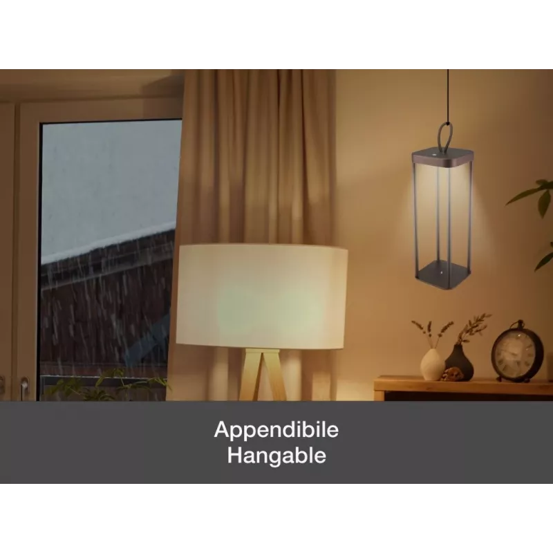 Uzlādējams laterna Beper P207ILI102 Corten apdarē, pārnēsājama ar baterijām darbināma lampa