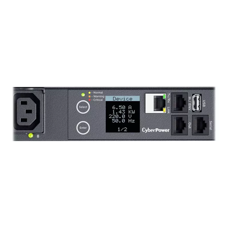 CyberPower PDU41005 strāvas sadales bloks (PDU) 8 maiņstrāvas ligzdas 1U Melns