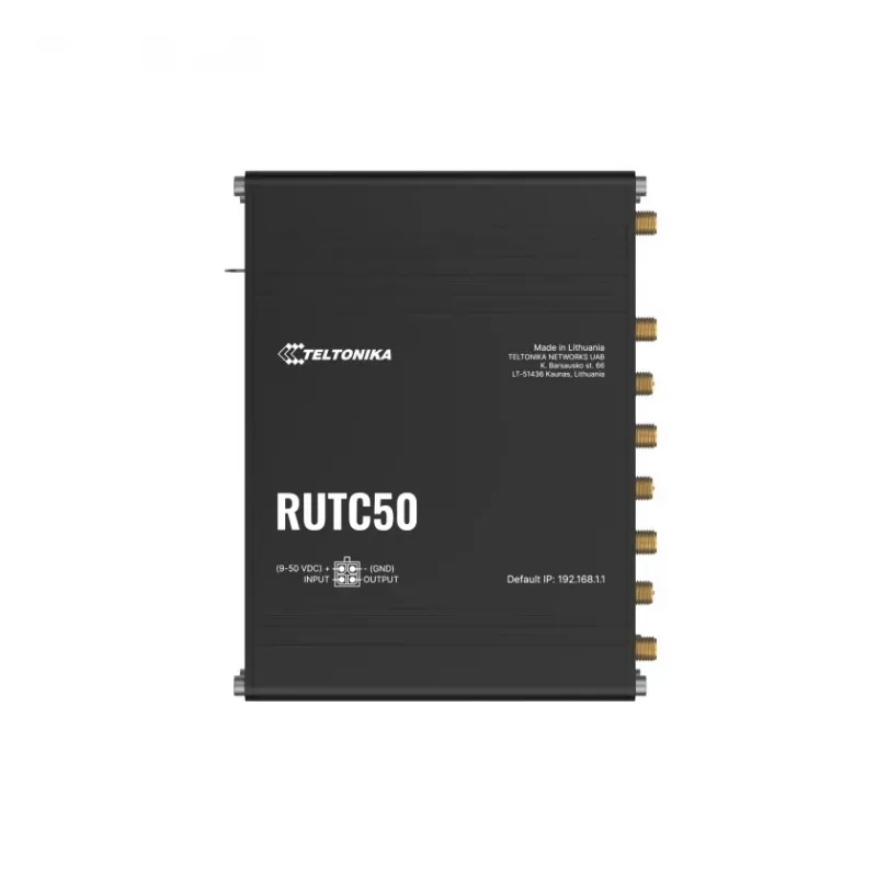 Teltonika RUTC50 bezvadu maršrutētājs Gigabit Ethernet Divjoslu (2.4 GHz / 5 GHz) 5G Melns