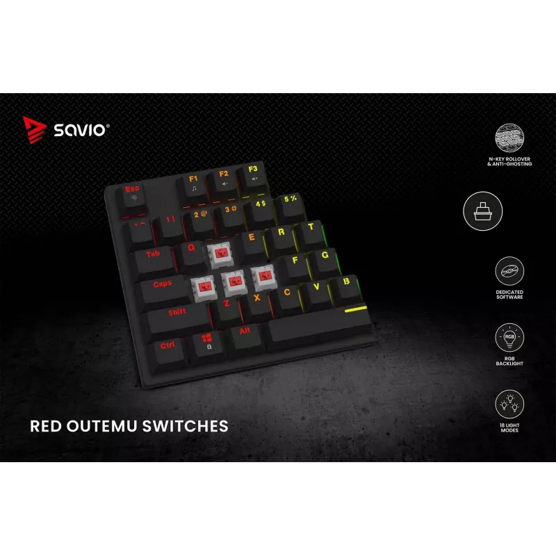 Mehāniskā tastatūra RGB Tempest X2 Outemu Red Savio Savgk-tempest X2 Red