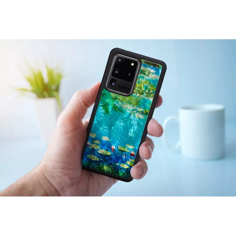 Aizsargtelefona maciņš iKins Samsung Galaxy S20 Ultra — melna ūdensrožu apdruka