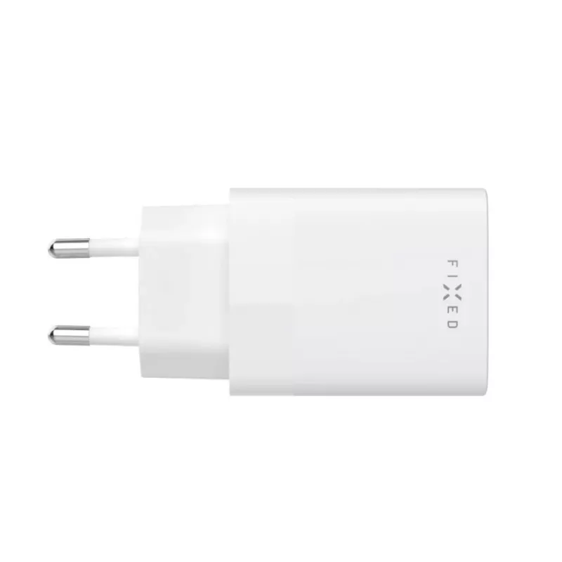 USB-C ceļojumu lādētājs FIXED FIXC30N-C-WH — 30 W kompakts USB-C strāvas adapteris, vienas pieslēgvietas ātrā uzlāde