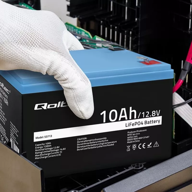 Uzlādējama LiFePO4 baterija QOLTEC 10Ah 12.8V 128Wh ar integrētu BMS