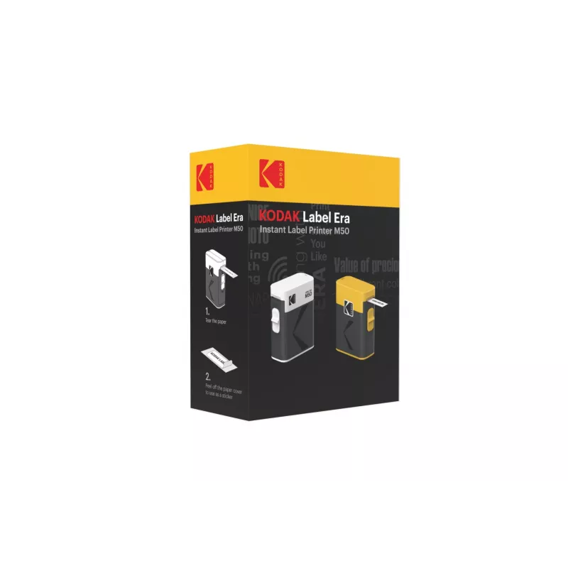 Etiķešu printera kasetes komplekts Kodak M50 Label Era, dzeltenā uzpildes kasete M50Y ar 13 etiķešu ruļļiem