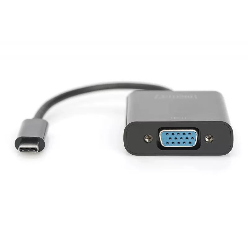 DIGITUS DA-70853 USB-C – VGA adapteris, Full HD 1080p, melnā krāsā
