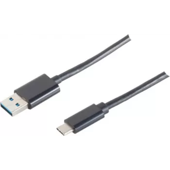 USB kabelis S/CONN 14-10006 USB 3.2 Gen 1 1m USB A USB C melns