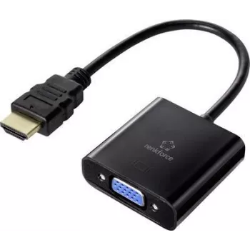 Renkforce RF-4531578 kabeļa adapteris HDMI VGA - 3,5 mm melns (RF-4531578)