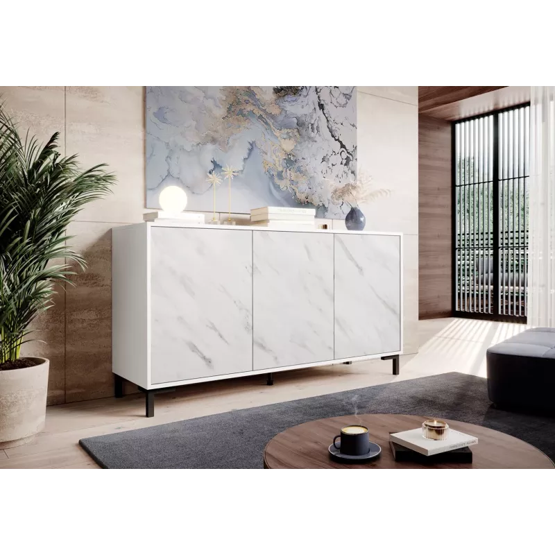 MARMO 3D kumode 150x45x80.5 cm balts matēts/marble balts