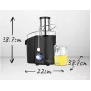 Centrifūgas sulu spiede Adler AD 4127 — 1000 W, melna, sulas trauks, 3,9 kg