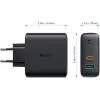 PA-D3 sienas lādētājs 2xUSB Power Delivery (1xUSB+1xUSB C) 5.4A 60W Dynamic Detect