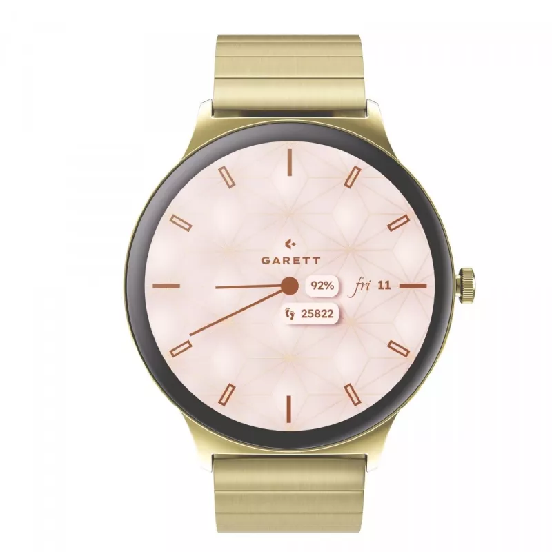Viedpulkstenis Garett Verona 2 Gold Steel ar Bluetooth un sirdsdarbības monitoru