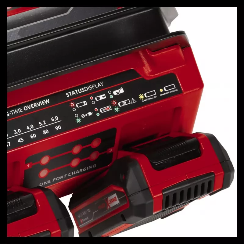EINHELL Power X-Quattrocharger 4A - Universāls Power X-Change lādētājs 4 akumulatoriem (LED statusa displejs | Paralēlā uzlāde | Ātrā uzlāde | Uzlādes pārvaldība | Re