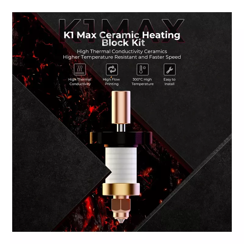 Sildīšanas bloks Creality 3D 4001030123 K1 K1Max Melns Vara krāsā Sarkans