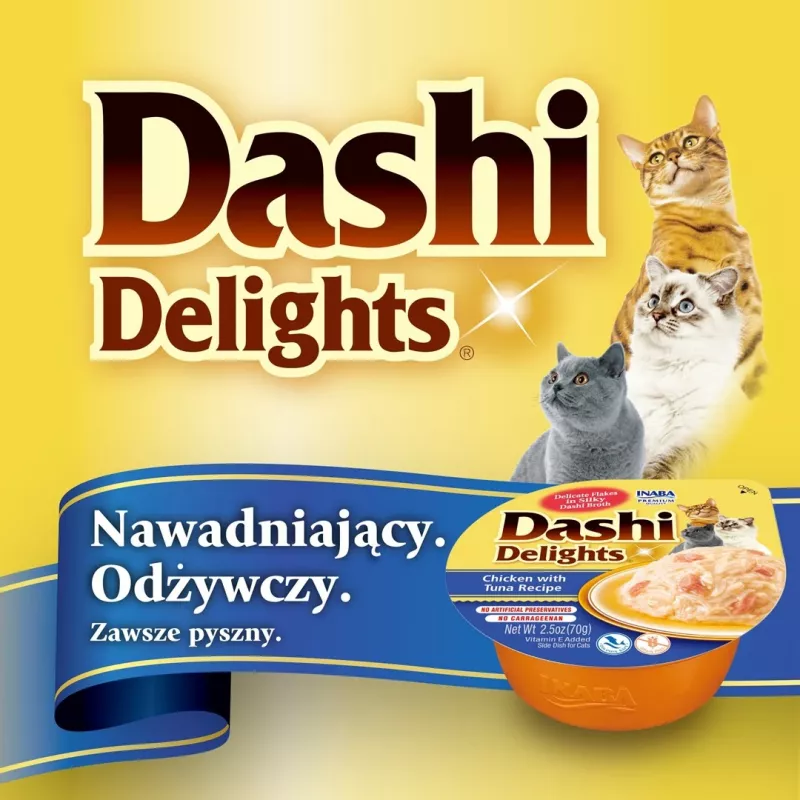 INABA Dashi Delights vistas, tunča un laša buljons - kārums kaķiem - 70g