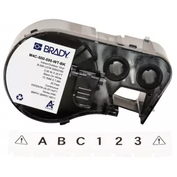 Brady Corporation M4C-500-595-WT-BK Vinila melna uz baltu 12,70 mm x 7,62 m pastāvīga (170818)