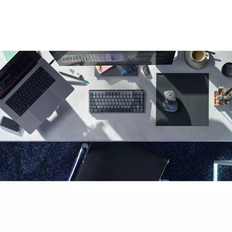 LOGITECH MX Mechanical Mini minimālistiska bezvadu apgaismota tastatūra - GRAPHITE - (US) INTL - 2.4GHZ/BT - N/A - EMEA - KLIKŠĶINOŠA