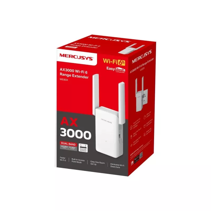 Mercusys ME80X tīkla paplašinātājs, balts 100, 1000 Mbit/s