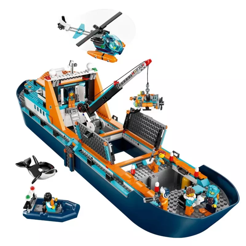 Konstrukciju rotaļlieta LEGO City Arktikas izpētes kuģis 60368 — 815 gab., 7+ gadi, ietver 4 minifigūras