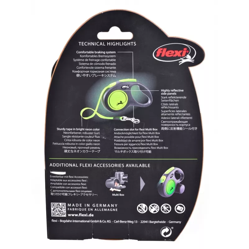 FLEXI jauna Neon M - izvelkamā pavada - 5 m