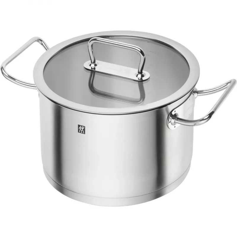 Trauku komplekts ZWILLING 65120-005-0 — 5 daļu nerūsējošā tērauda katli, vāki, droši cepeškrāsnij un trauku mazgājamai mašīnai, nepiedegošs pārklājums, maks. 200°C