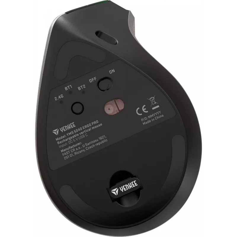 Divu 2,4 GHz/BT5.0/BT3.0 ar baterijām darbināma vertikālā bezvadu pele