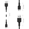 USB-C uz USB-A kabelis Aukey CB-CA2, neilona pinums, ātrā uzlāde 3A, 1 m