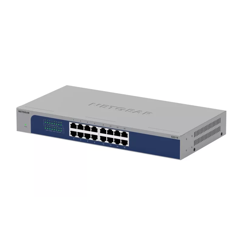 NETGEAR GS516-300EUS tīkla komutators Nepārvaldāms Gigabit Ethernet (10/100/1000) Pelēks