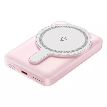 Ārējais akumulators Vention FHSP0 5000 mAh ar bezvadu uzlādi, USB-C, 3 A izeja, rozā