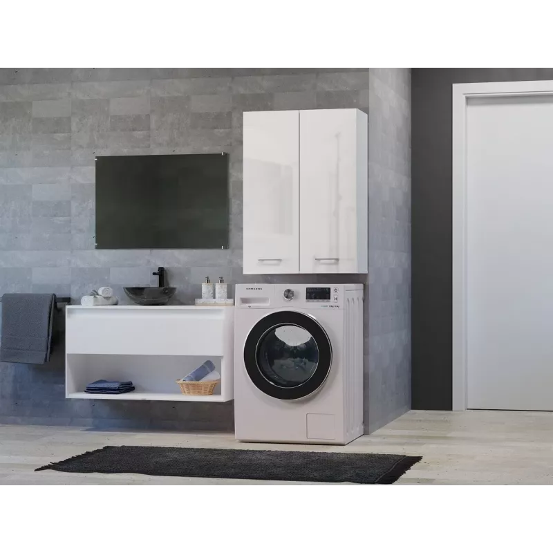 Topeshop POLA MINI DD balts glancēts vannas istabas uzglabāšanas skapis