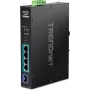 TRENDnet TI-PGM541 - Switch - -20 °C - 65 °C (-4 °F - 149 °F) - 4 x 10/100/1000 (PoE+) + 1 x Gigabit SFP - DIN rail mountable, wall-mountable - PoE+ (120 W) - DC