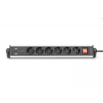 Digitus 6 virzienu biroja strāvas sadalītājs ar 3 USB pieslēgvietām 1,5 m kabeli