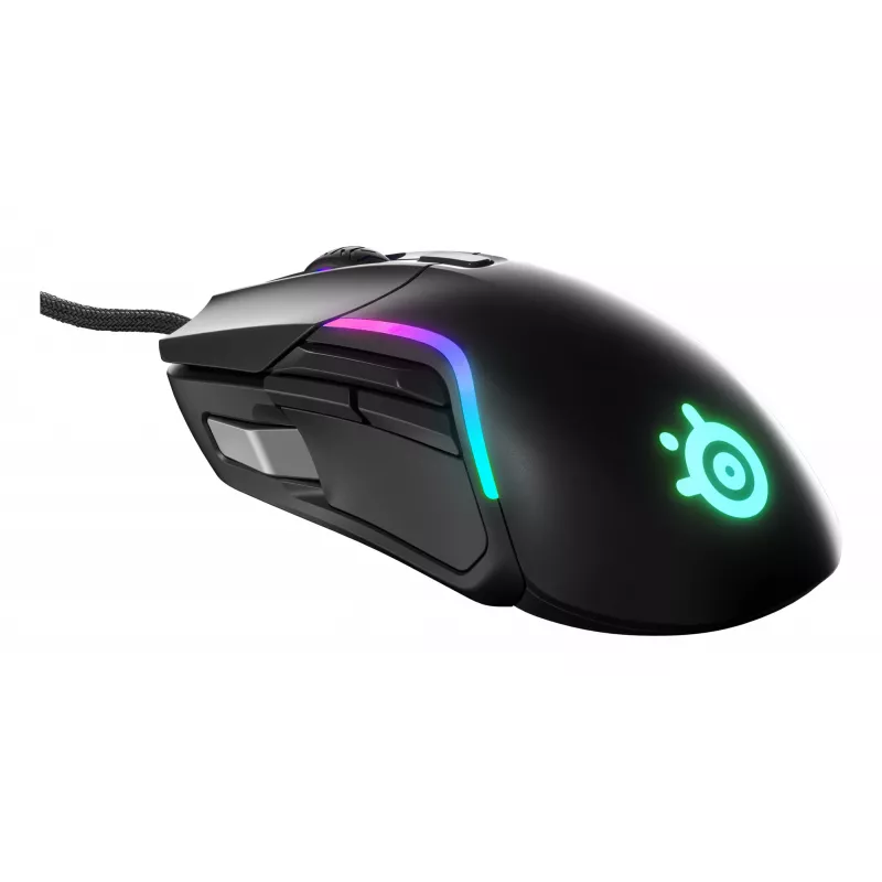 Gaming pele STEELSERIES Rival 5 — labā roka, TrueMove Air sensors, 18 000 DPI, 9 programmējamas pogas, USB Type-A, IP54