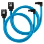 Corsair Premium Sleeved SATA-kabelis ar leņķa savienotāju, zils 60 cm - 2 iepakojums