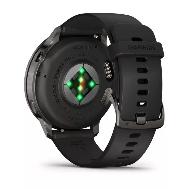 Viedpulkstenis GARMIN Venu 4 1,4 collu AMOLED GPS Melns, 45 mm korpuss, 8 GB, 12 dienu akumulators, 5 ATM