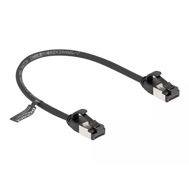 tīkla kabelis DeLOCK RJ45 kabelis spraudnis–spraudnis Cat.8.1 0,25 m Melns