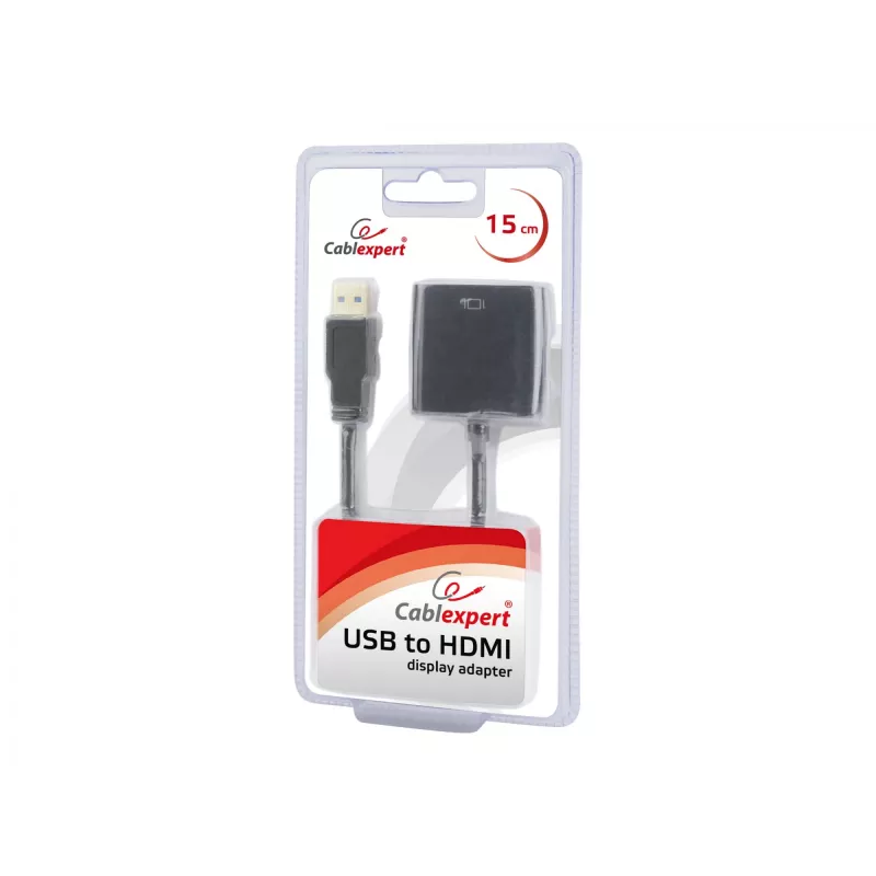 USB grafiskais adapteris GEMBIRD A-USB3-HDMI-02, HDMI izeja, līdz 1920x1080, melns, 36 g