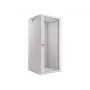 Lanberg pie sienas stiprināms montāžas statīva skapis 19 inch 27U 600x600 mm pelēks (stikla durvis)