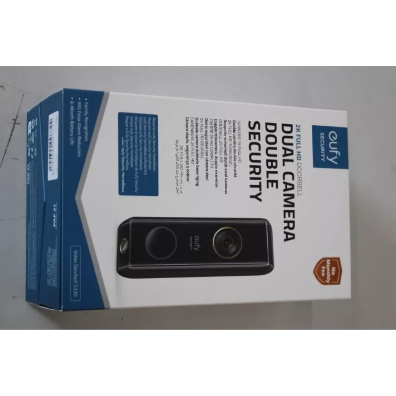Video durvju zvans Eufy Doorbell 2 Pro — modelis T8213G11SO, melns, atjaunots (noskrāpēta augšdaļa)