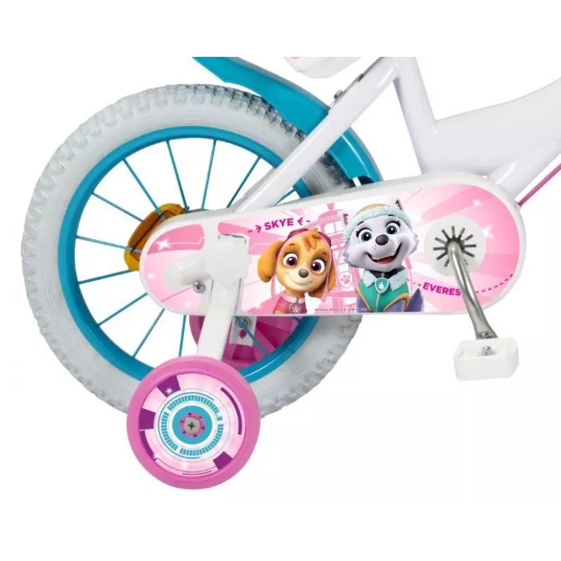 Bērnu pilsētas velosipēds Toimsa PAW PATROL 14 collas, tērauda, piepūšami 14 collu riteņi, priekšējās/aizmugurējās suporta bremzes, groziņš, leļļu sēdeklītis, mācību riteņi