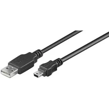 Goobay USB 2.0 Hi-Speed kabelis, 1 m, melns, 1 m - USB 2.0 spraudnis (A tips) > USB 2.0 Mini spraudnis (B tips, 5 kontaktu) (45740)