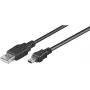 Goobay USB 2.0 Hi-Speed kabelis, 1 m, melns, 1 m - USB 2.0 spraudnis (A tips) > USB 2.0 Mini spraudnis (B tips, 5 kontaktu) (45740)