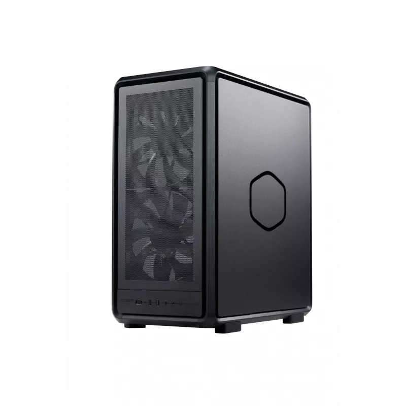 Datora midi tornis Cooler Master MasterFrame 500 Mesh — Melns ar caurspīdīgu sānu, atbalsta ATX/EATX, 2x200mm priekšā, 1x120mm aizmugurē