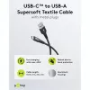 Goobay USB kabelis-C Fabric Supersoft ar metāla savienotājiem, 2 m, melns (2m, USB 2.0, 60W), USB kabelis
