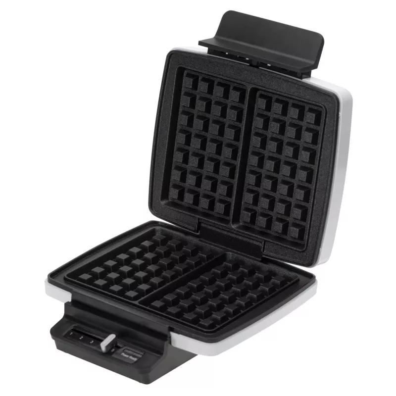 Vafeļu panna Adler AD 3085 — 1200 W, 2 taisnstūra vafeles 9×13 cm, regulējama temperatūra, nepiedegošas plāksnes