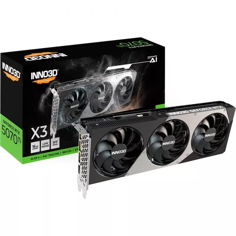 Grafikas karte Inno3D GeForce RTX 5070 Ti — 16 GB GDDR7, PCIe 5.0, 256 biti, 3xDP/1xHDMI