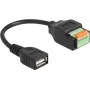 DeLOCK USB 2.0 kabelis, Type-A sievišķais uz spaiļu bloku adapteris, 15 cm