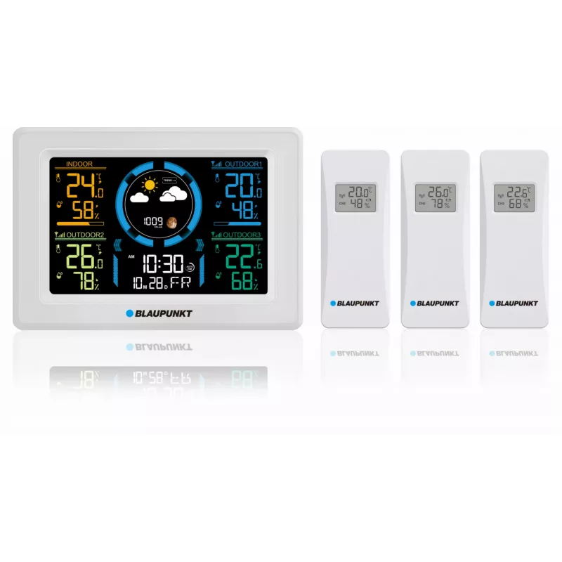 Laika stacija BLAUPUNKT WS40WH bezvadu iekštelpu/āra temperatūras un mitruma monitors
