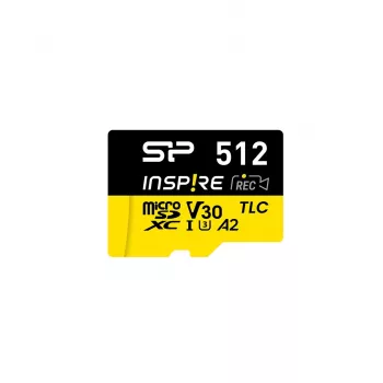 Atmiņas karte Silicon Power Inspire 512 GB MicroSDXC V30 UHS-I U3 A2 4K + adapteris (SP512GBSTXLA2V1NSP)